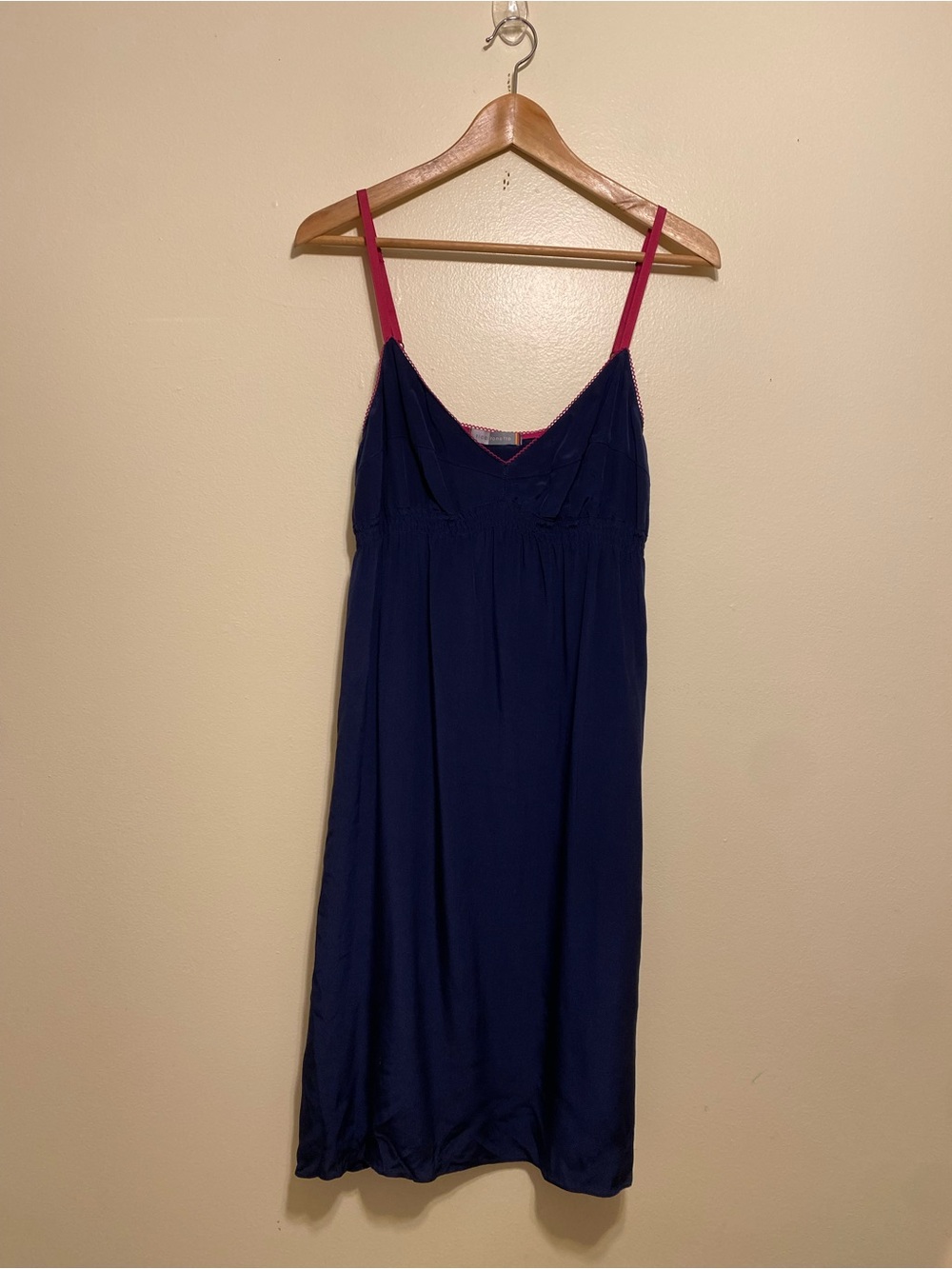 Ticci Tonetto Silk Navy Chemise with Pink Straps. Size M